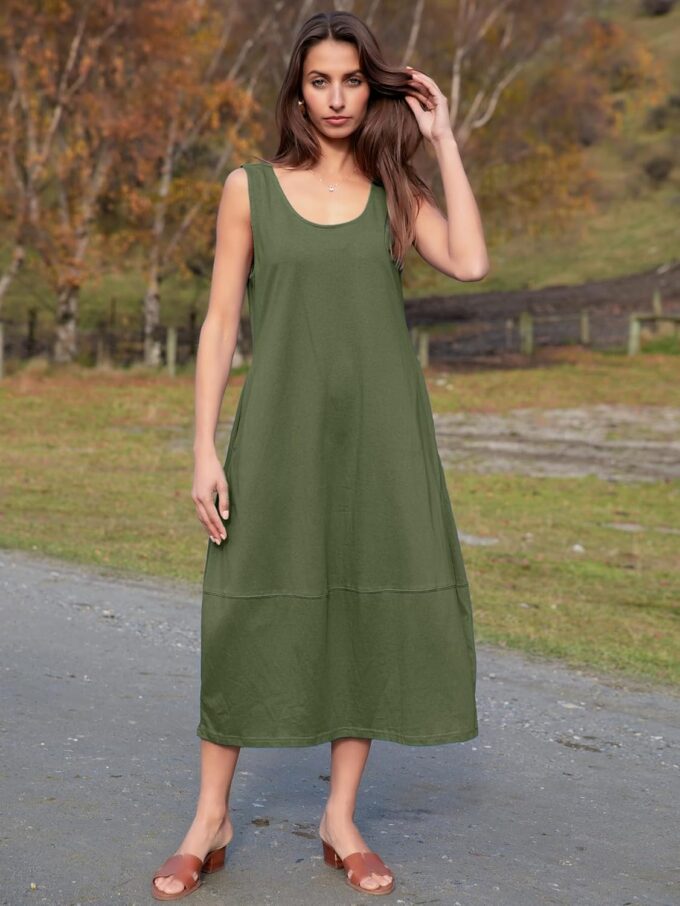 BerryGo Women's Loose Casual Midi Cotton Dresses Sundress Sleeveless Beach Summer Trendy Tank Top Dress with Pockets – Bild 3