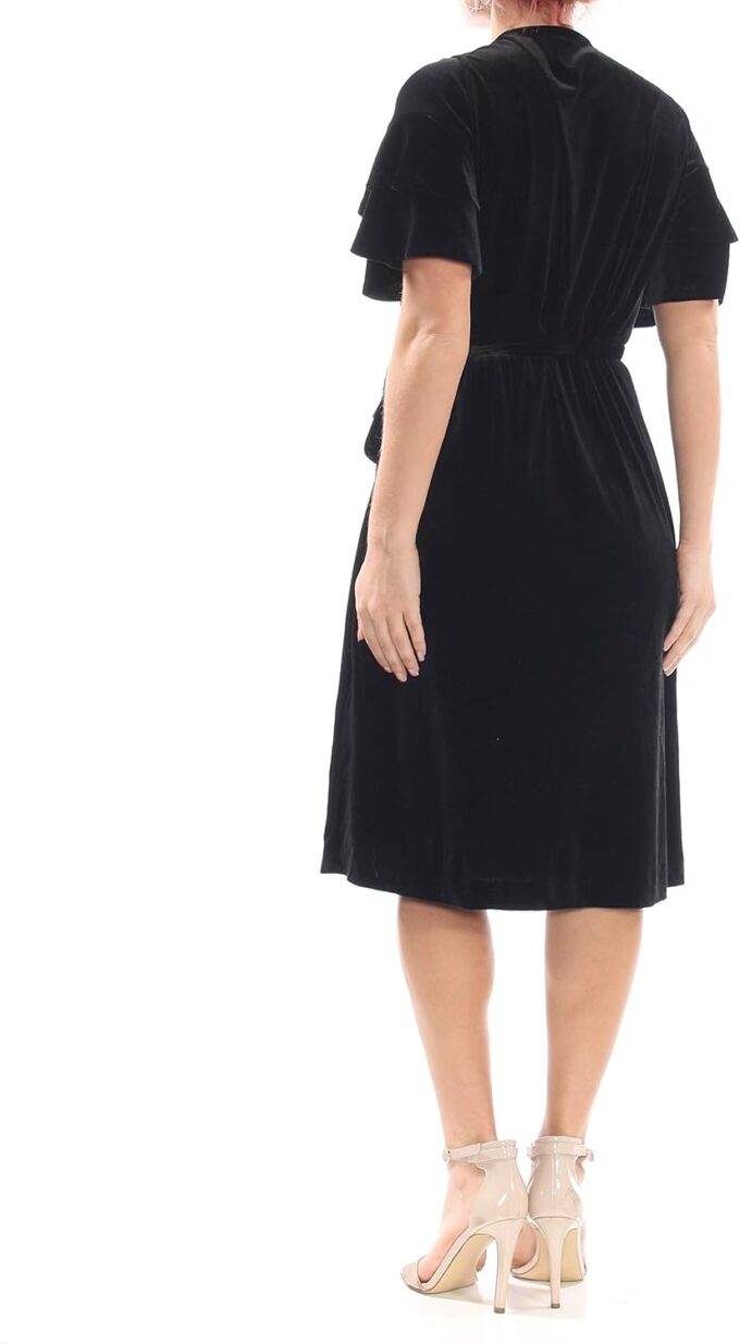 Maison Jules | Velvet Wrap Midi Dress | Deep Black | S – Bild 2