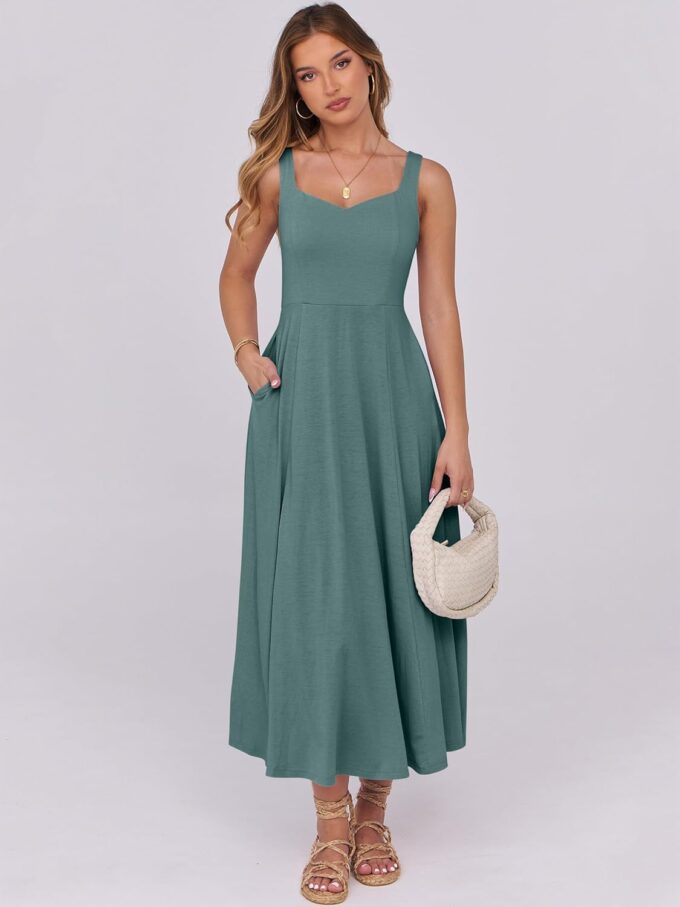 ANRABESS Women Summer Casual Dress Sleeveless Smocked Back Tank Midi Dresses 2025 Beach Vacation Sundress with Pockets – Bild 6