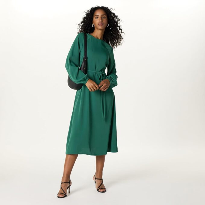 The Drop Damen Dolman Balloon Sleeve Belted Midi Dress Kleider – Bild 4