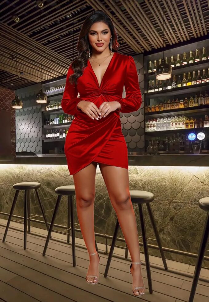 DeftSharp Womens Ruched Formal Bodycon Zipper Graduation Dresses-Elegant Cocktail Party Wedding Midi Dress – Bild 5