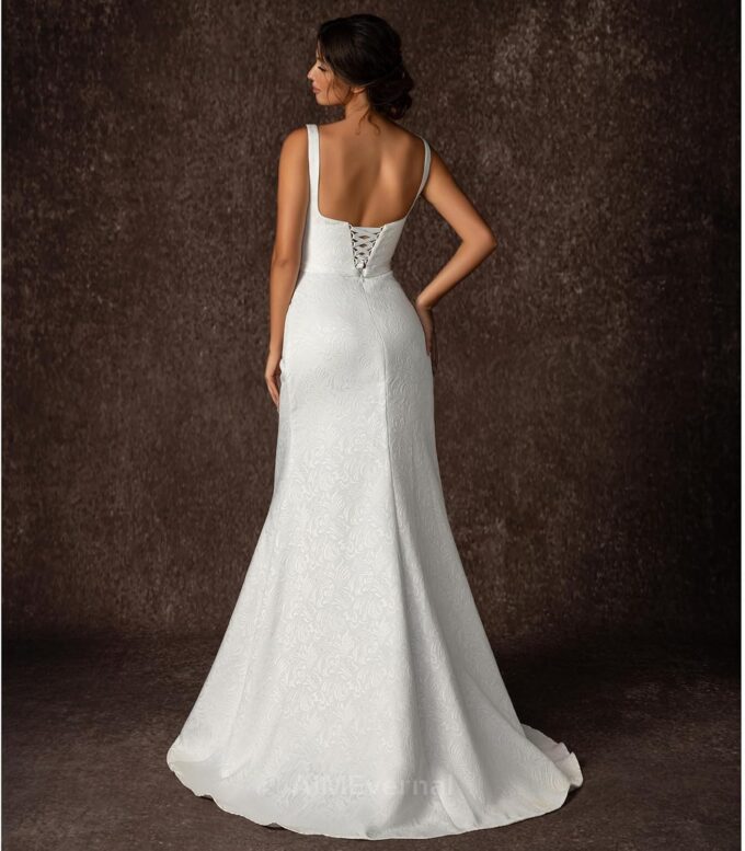 Wedding Dress Elegant Royal Style for Women,Jacquard Dress for Summer Garden Wedding,Lightweight Wedding Bridal Dress – Bild 5