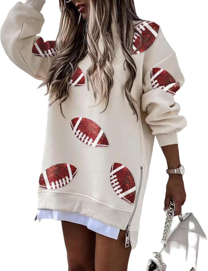 CHICME Womens Long Sleeve Zipper Slit Oversized Sweatshirt Casual Pullover Zipper Hoodies