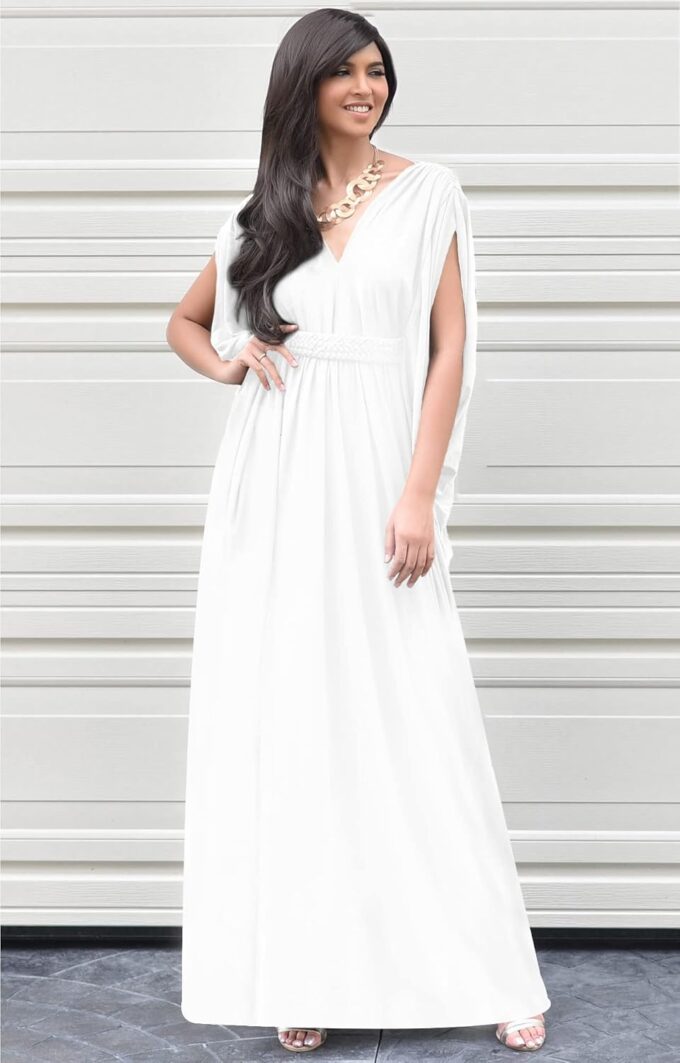 KOH KOH Womens Long V-Neck Summer Sexy Gown Grecian Flowy Sleeveless Maxi Dress – Bild 2