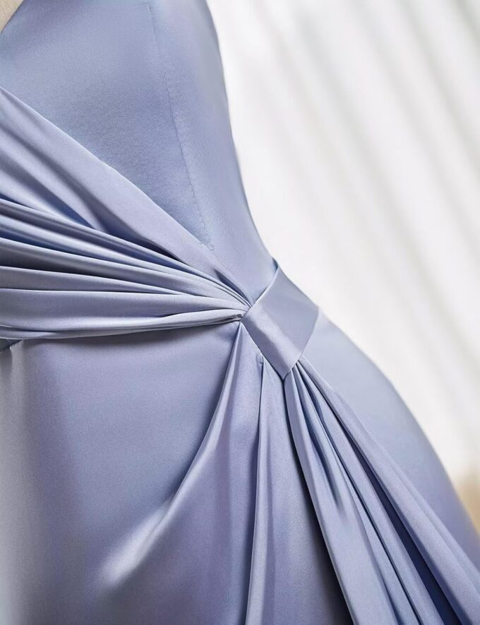 One Shoulder Bridesmaid Dresses Mermaid Satin Prom Dress 2025 Long Ruched Bodycon Evening Party Gowns with Slit – Bild 9