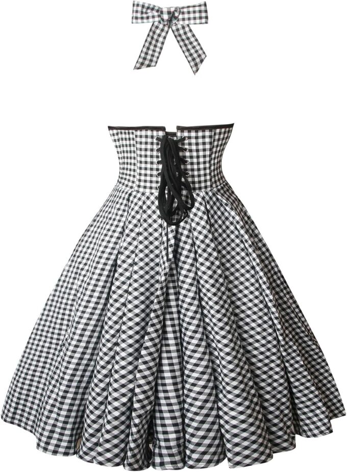 Charmian Women's 1950s Vintage Retro Sleeveless Swing Floral Halter Corset Dress – Bild 3