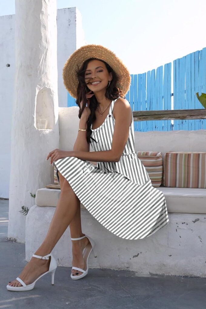 Disamer Summer Dresses for Women 2025 Sundresses Vacation Sleeveless Beach Swimsuit Cover Ups Spring Outfits Casual Sun Dress – Bild 2