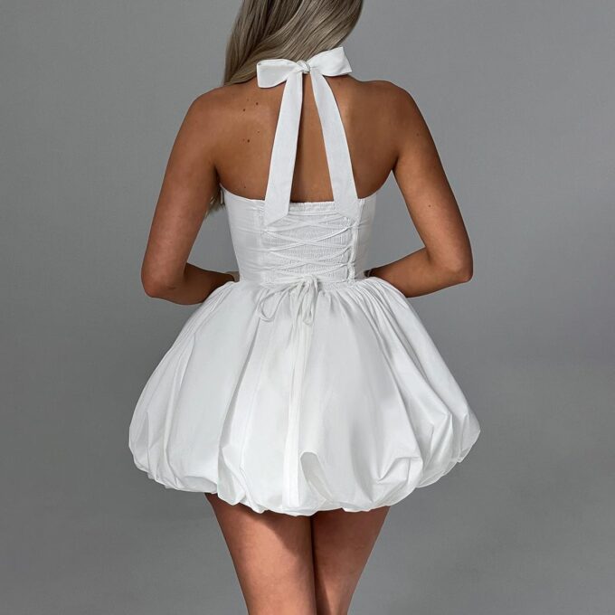 Women's Y2K Sexy Halter Corset Mini Dress Backless Corset Bubble Ruched Waist Club Party Dresses – Bild 6