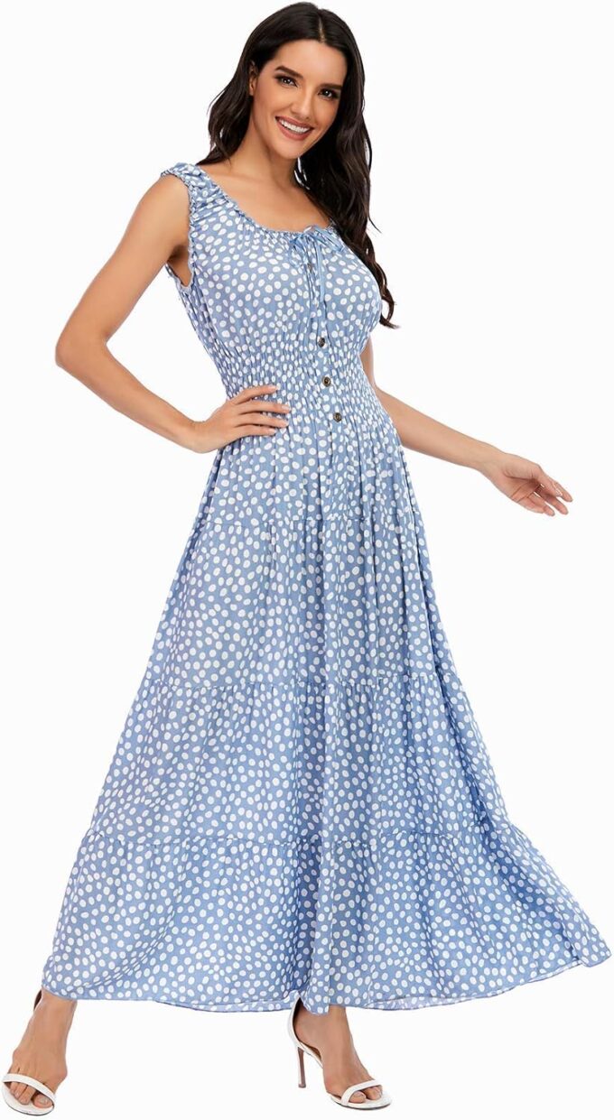 OSTOO Women's 2025 Summer Boho Floral Print Tiered Casual Flowy Long Maxi Dress – Bild 6