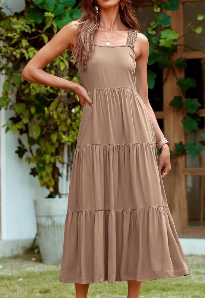 PRETTYGARDEN Women's 2025 Sun Dresses Women Summer Casual Flowy Tired Maxi Dress Backless Beach Long Dresses Tank Dress – Bild 3