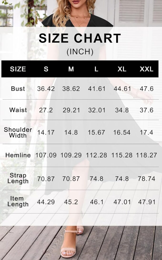 PRETTYGARDEN Women's 2025 Summer Cross Midi Dress Casual Boho Deep V Neck Short Sleeve Ruffle Hem Split Beach Long Dresses – Bild 7