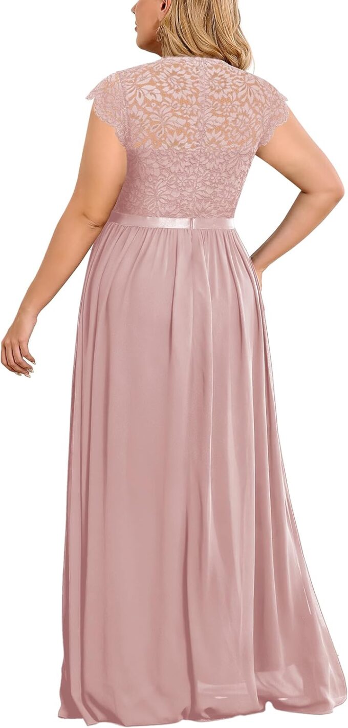 Miusol Women's Formal Floral Lace Plus Size Bridesmaid Party Maxi Dress – Bild 2