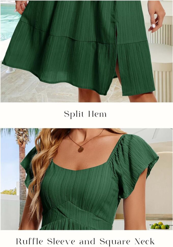 HomRain Women's Casual Wedding Dresses for Summer 2025, Vintage Graduation Square Neck Cocktail Beach Dress for Tea Party – Bild 3