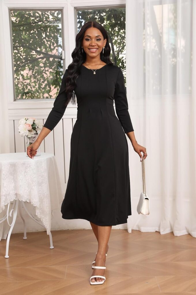 LightlyKiss Damen-Bleistiftkleid, modisch, figurbetont, Kirchenkleid, lässig, Büro, Arbeitskleidung – Bild 7