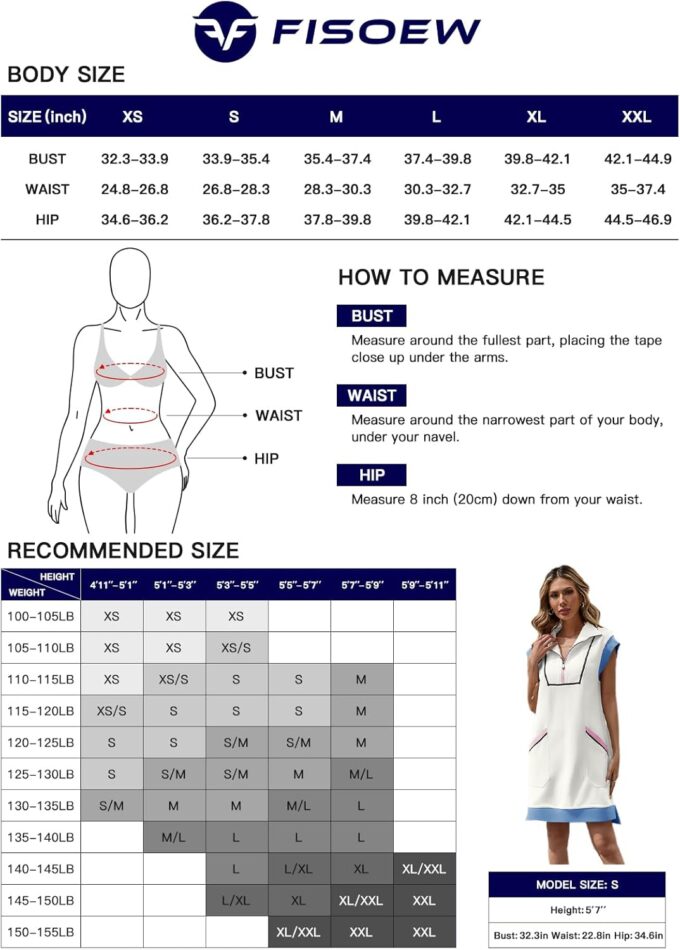Fisoew Women's Summer Sleeveless Mini Dress Casual Half Zip Cap Sleeve Contrast Loose Sweatshirt Dresses – Bild 6