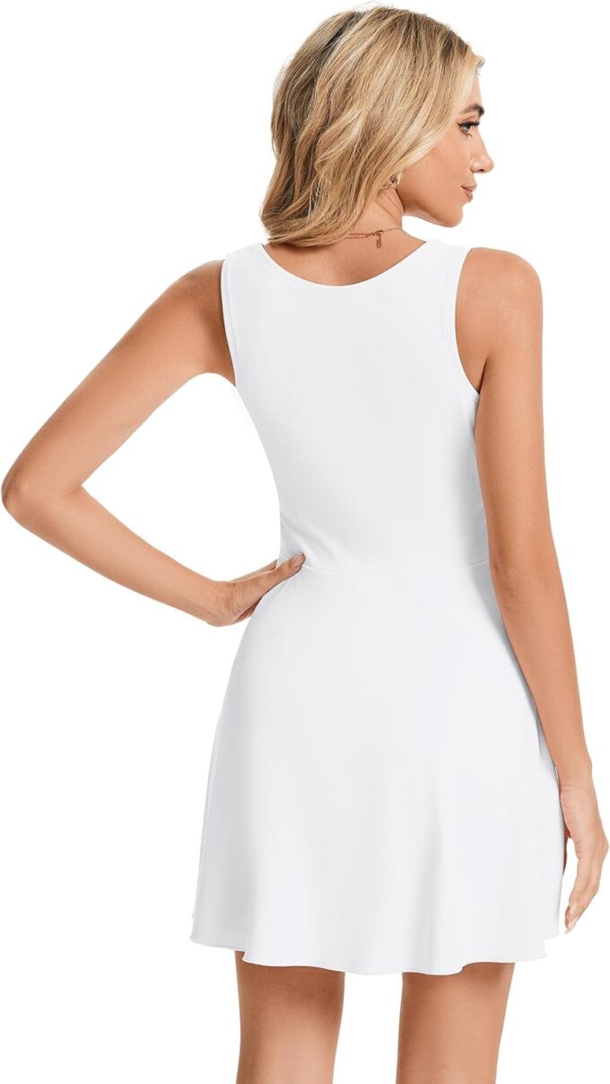 Women's Square Neck Sleeveless Bodycon Ruched Waist Mini Dress Going Out Short Party Club Dresses – Bild 2