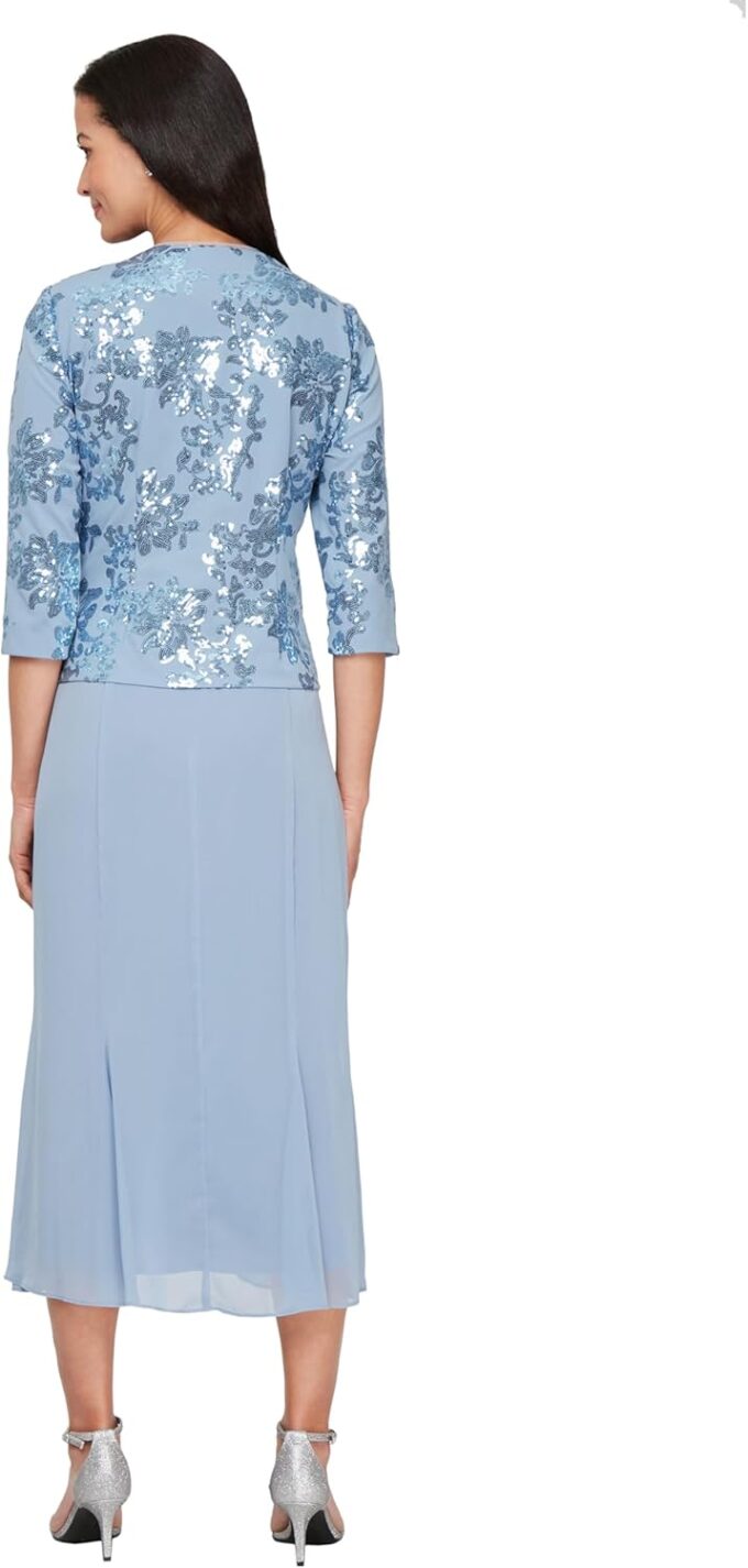 Alex Evenings Women's Tea Length Jacket Dress, Perfect for Weddings, Formal Events (Petite and Regular Sizes) – Bild 3