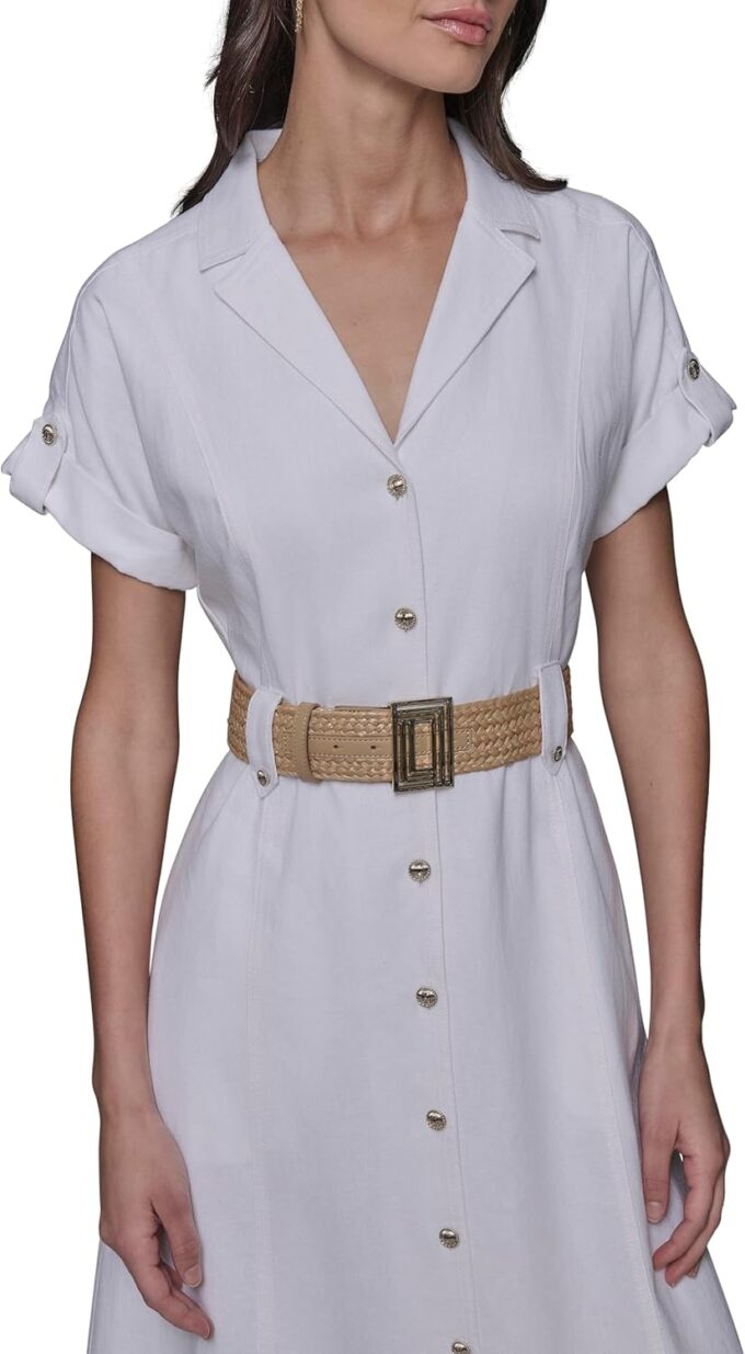 KARL LAGERFELD Women's Light Collared Short Sleeve Midi Dress – Bild 2