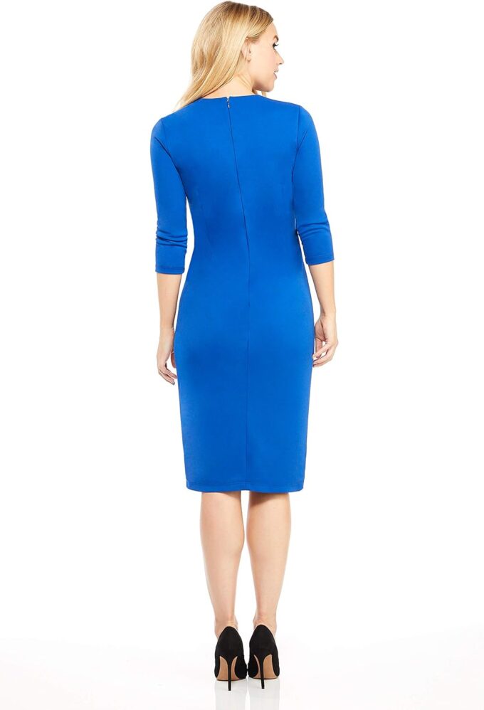 Maggy London Damen Solid Novlety Jersey Draped Sheath Kleidung, Business/Leger – Bild 2