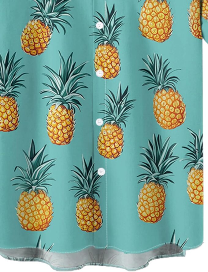 DRESSFO Matchable Couples' Outfit Tiled Pineapple Print Men's Shirt Or Women's Spaghetti Strap Dress – Bild 6