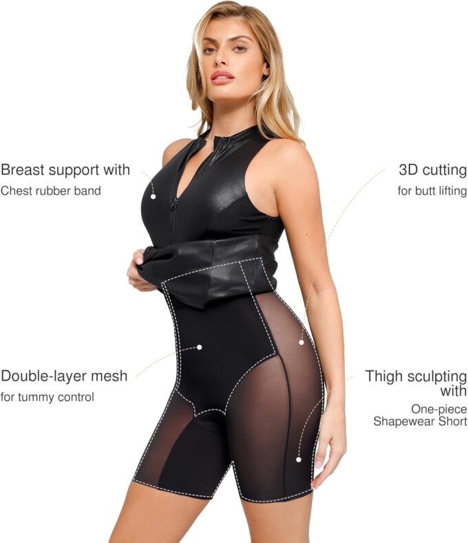 Popilush Faux Leather Dress for Women - Midi V Neck Dresses Shapewear Body con Dress Women - Date Night Outfit – Bild 4
