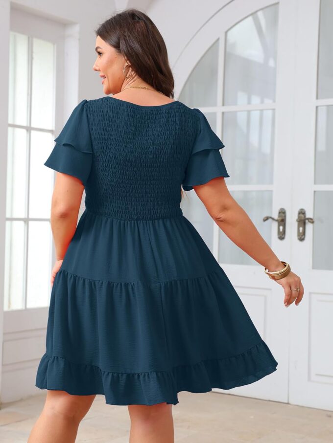 SCOMCHIC Women's Plus Size Summer Dresses Short Sleeve Sweetheart Neckline A Line Cocktail Boho Cute Mini Short Dress – Bild 6