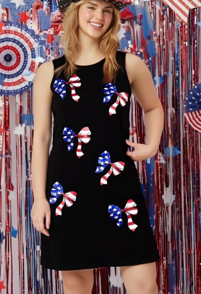 ASTANFY Women American Flag Dress: Red White and Blue Tank Dress 4th of July Dresses Summer Patriotic Shirts – Bild 2