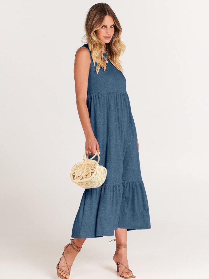 ANRABESS Women Summer Casual Sleeveless Crewneck Sundress Aline Flowy Tiered Maxi Long Beach Dress Vacation Outfits – Bild 7