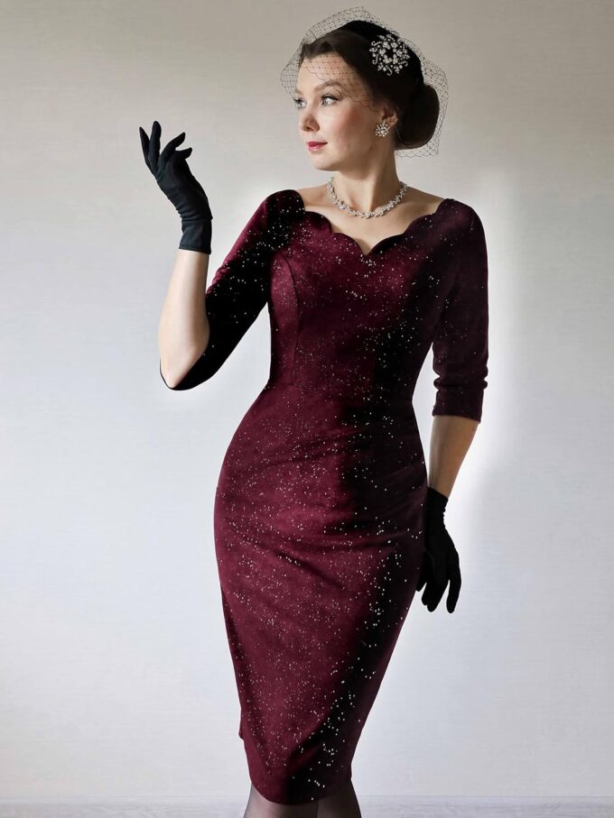 Miusol Women's Retro Ruffle Style 3/4 Sleeve Sparkly Cocktail Dress – Bild 4