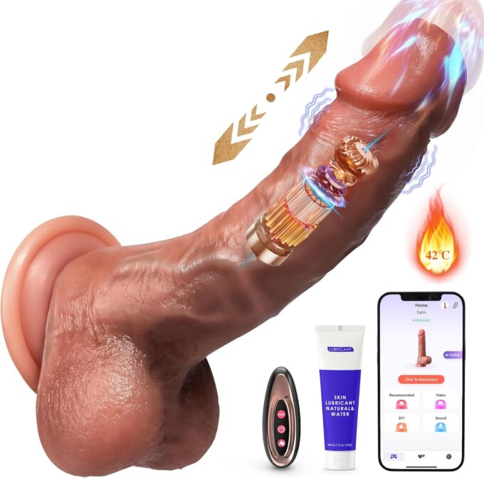 Klassische Dildo für Frauen mit App, Vibrator Vibration für Frauen mit 9 Stoßfunktions, 22cm Penis Dildos Sex Spielzeug für die Frau, Flüssigsilikon Anal Vibratoren für Mann mit Starker Saugnapf