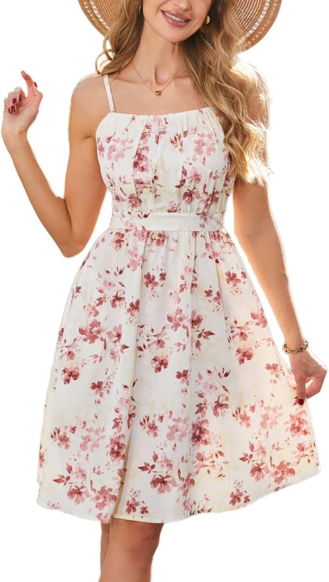 2025 Summer New Dress for Women, Mid-Length Sling Strapback Dress, Over The Knee,Cocktail, Milk Summer Dresses