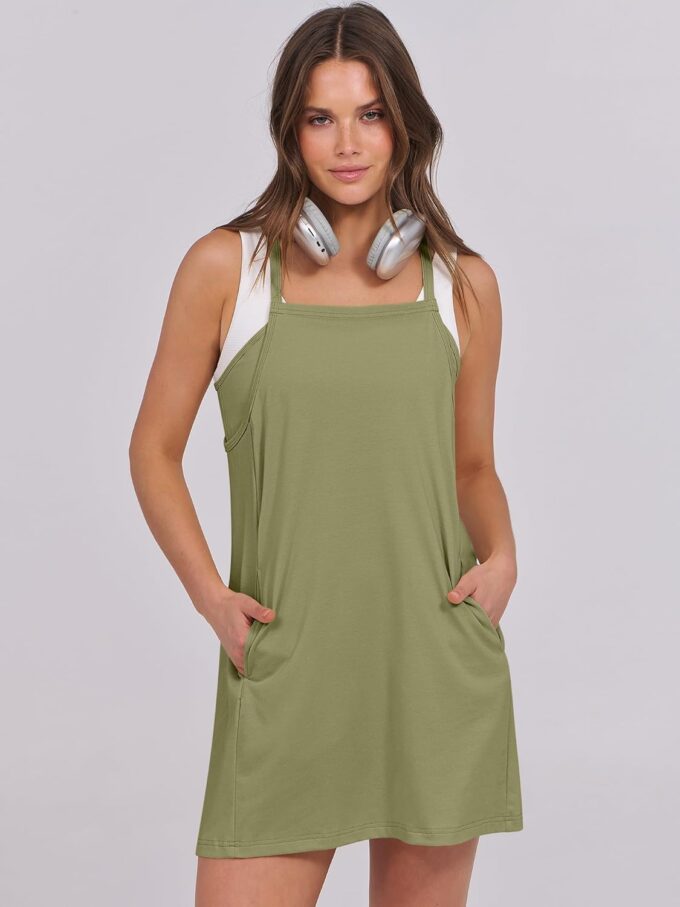 ANRABESS Womens Athletic Dress 2025 Trendy Summer Casual Loose Workout Travel T-Shirt Mini Romper Dress Built in Shorts – Bild 7