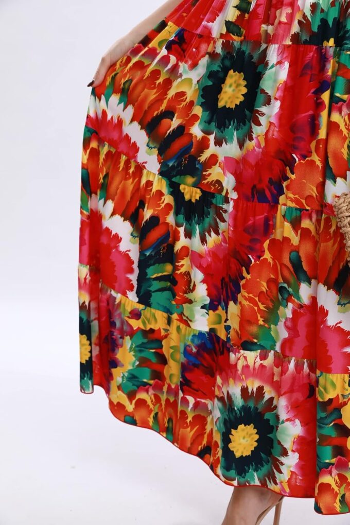 OSTOO Women's 2024 Summer Sleeve Boho Floral Print Casual Loose Flowy Maxi Dress – Bild 7