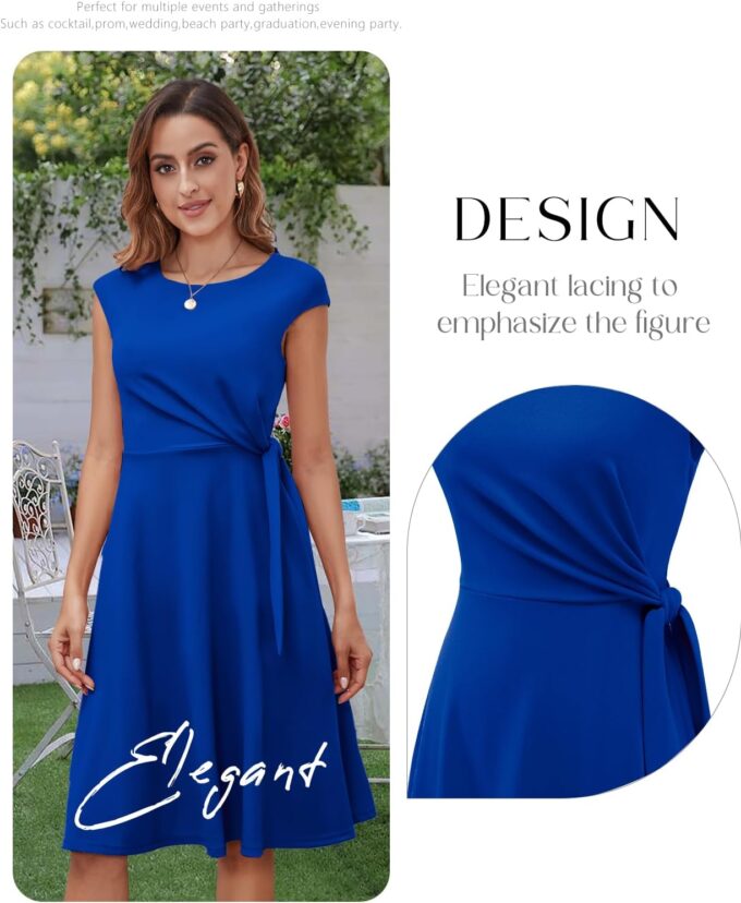 Bbonlinedress Women Cocktail Summer Midi Dress Wedding Guest Vintage Tea Party Dresses Cap Sleeve Casual Formal Church – Bild 4