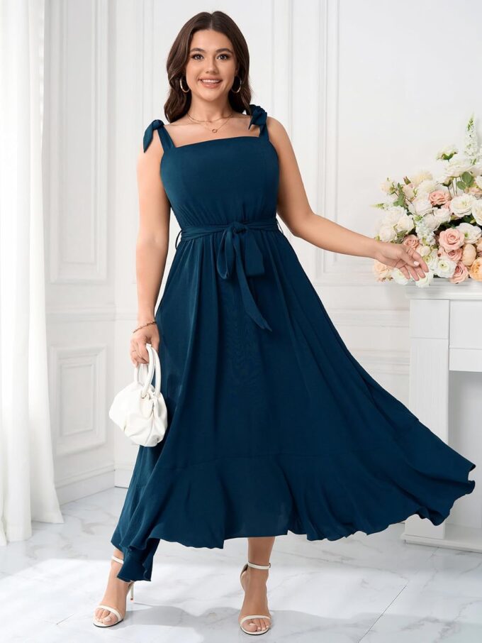 Plus Size Wedding Guest Dress Square Neck Ruffle A Line Elegant Bridesmaid Formal Cocktail Party Dresses for Women – Bild 3