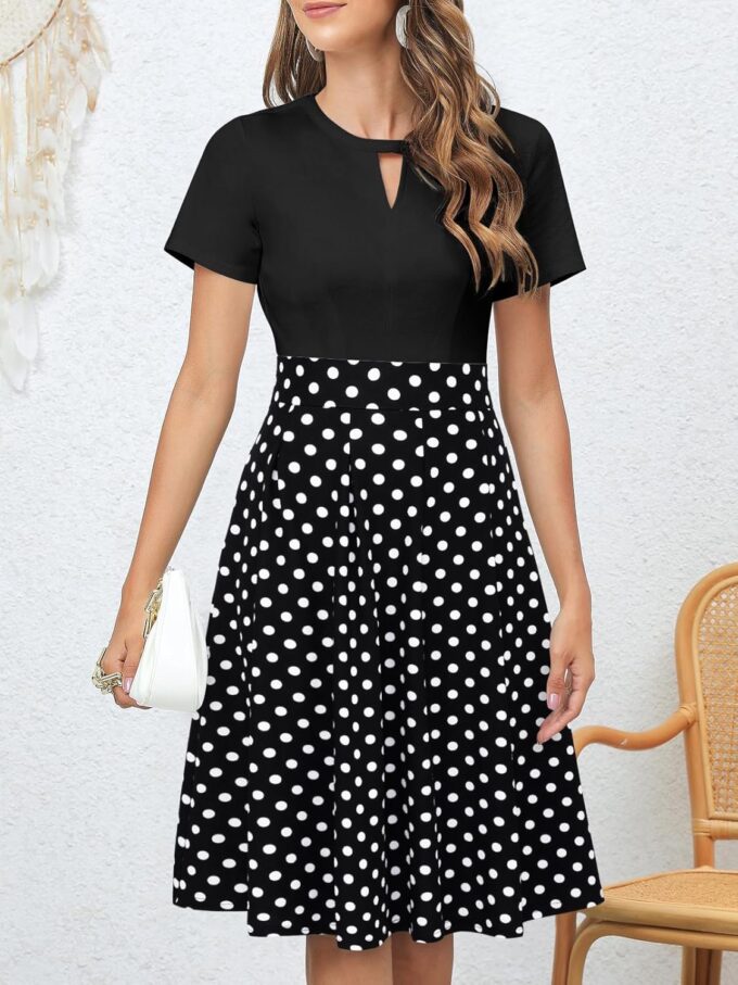 YATHON Women's Vintage Floral Flared A-Line Swing Casual Party Dresses with Pockets – Bild 5