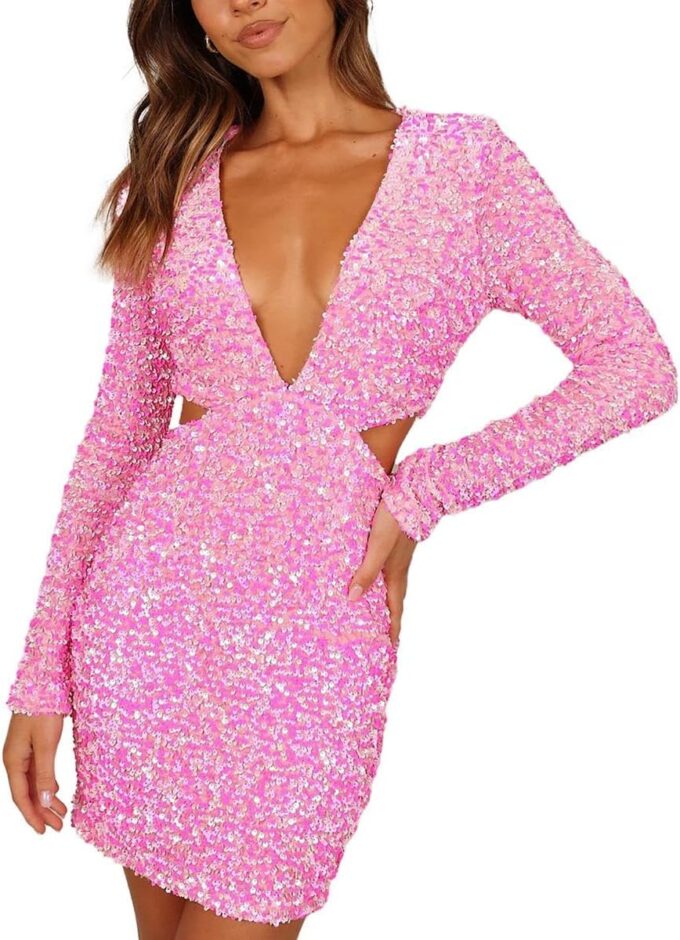 Petal & Pup Women's Kelly Long Sleeve Sequin Mini Dress