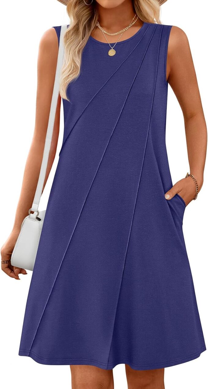 MEROKEETY Women's 2025 Summer Sleeveless Sundress Casual Spring Beach Vacation Crewneck Shift Swing Tank Dress – Bild 2