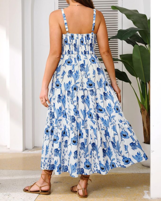 Plus Size Summer Dresses - Boho Maxi Sundress with Pockets Spaghetti Strap Long Casual Sun Dress for Vacation and Beach – Bild 5