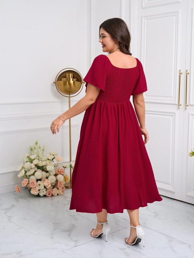 SCOMCHIC Women's Plus Size Maxi Dress Summer Short Sleeve Sweetheart Neckline A Line Wedding Guest Cocktail Dresses – Bild 7
