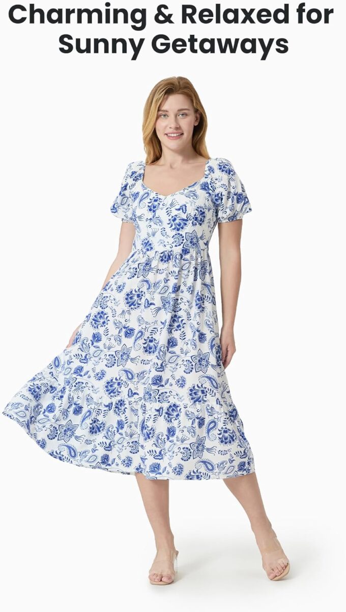 PATPAT Family Matching Summer Outfits, Mommy and Me Matching Shirts Dresses Paisley Print Matching Dresses for Family – Bild 3