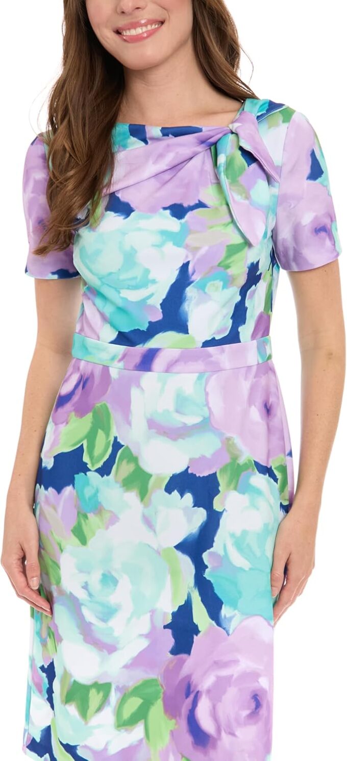 London Times Women's Polished Sheath Dress with Bow Detail Career Office Event Occasion Guest of – Bild 5