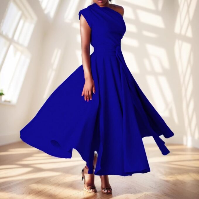 One Shoulder Dresses for Women Elegant Asymmetrical A Line Flowy Formal Evening Gowns Party Cocktail Dress – Bild 3