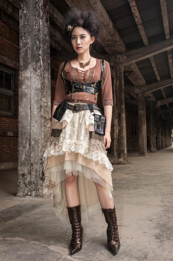 Steampunk Victorian Gothic Sexy Prom Dresses Homecoming & Wedding Dresses in Beige - One Size – Bild 7