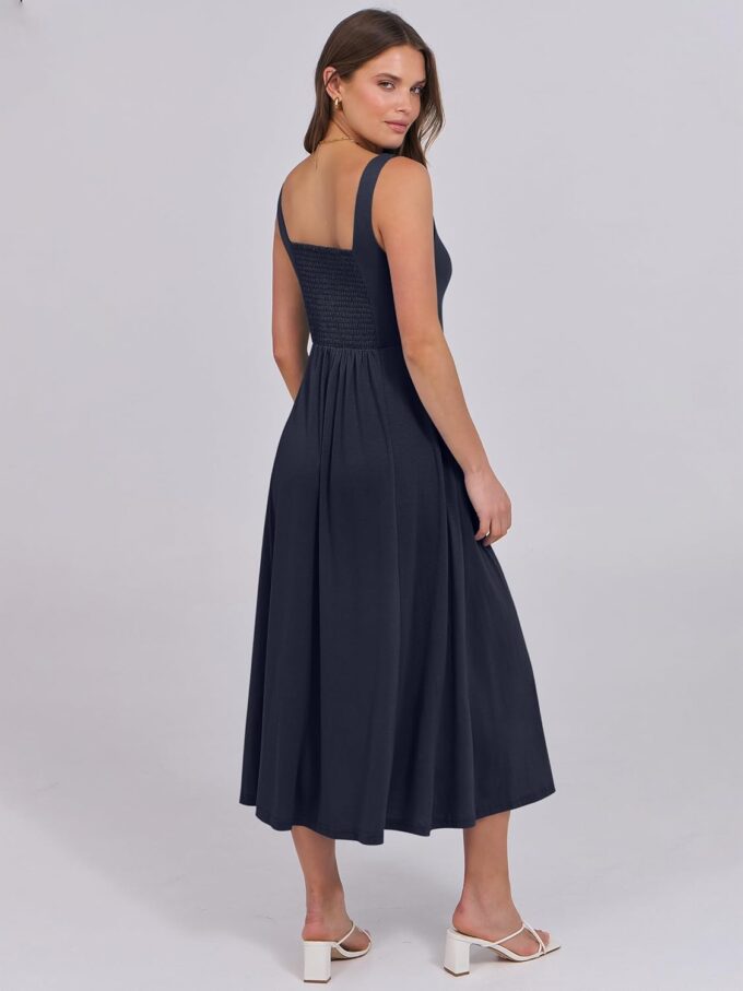 ANRABESS Women Summer Casual Dress Sleeveless Smocked Back Tank Midi Dresses 2025 Beach Vacation Sundress with Pockets – Bild 5