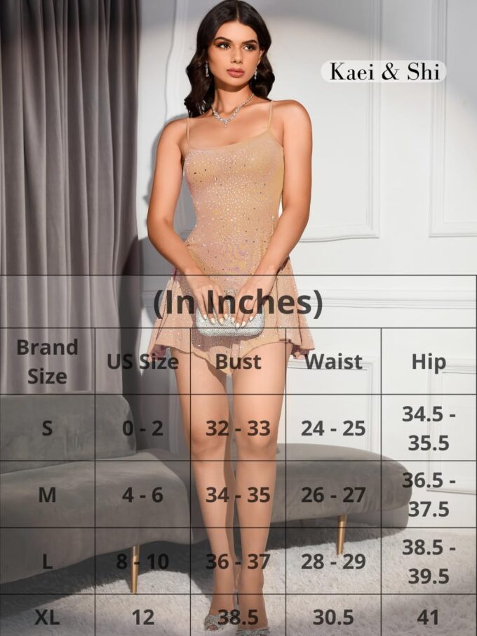 Kaei&Shi Mini Dress Outfit Sexy Birthday,Club Concert Party,Sheer Mesh Going Out,Homecoming HOCO Rhinestone Sparkly Sequin – Bild 5