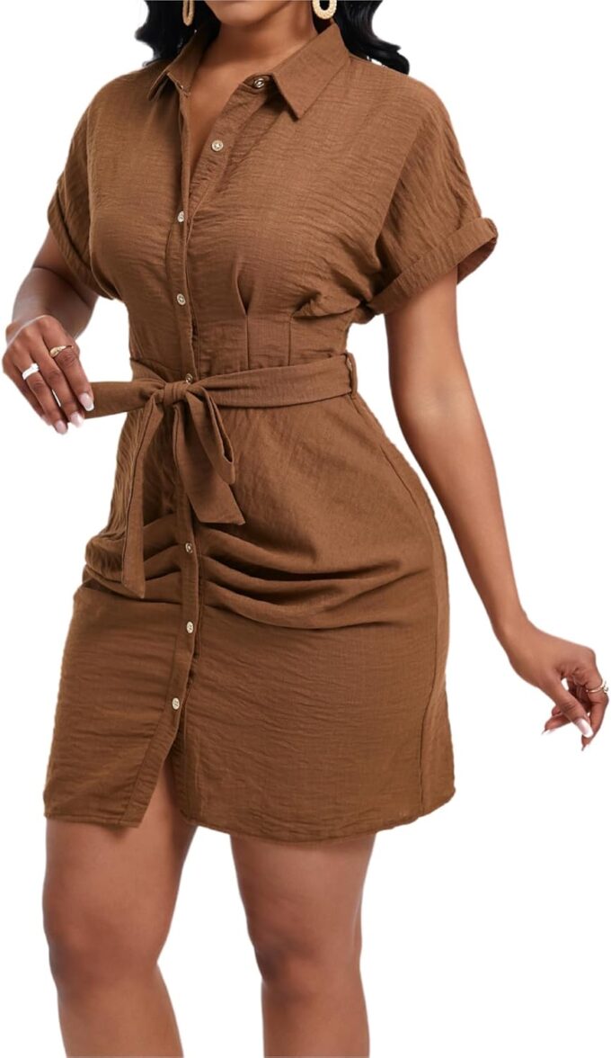 Women's Sexy V Neck Short Sleeve Club Bodycon Button Down Mini Dress 2025 Summer Going Out Party Corset Dresses – Bild 2