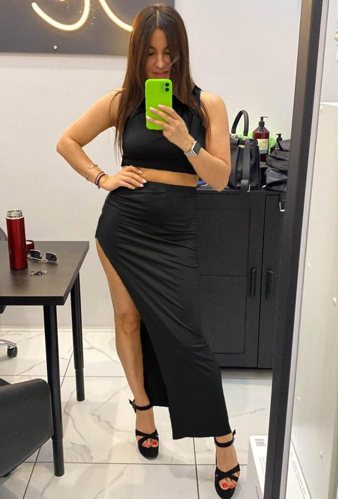 Women's Summer Two Piece Dress Set, Long Skirt with Crop Tank Top – Bild 4