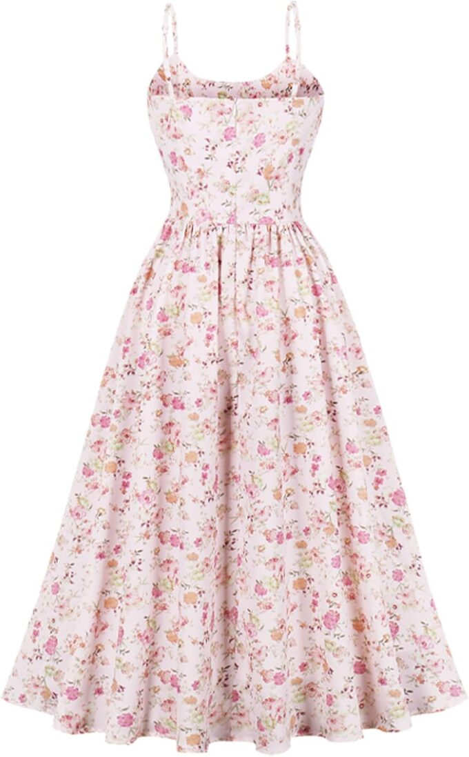 Floral Corset Dress Long Women Pleated Summer Dress Wedding Guest Midi Dress Milkmaid Bustier Sundress – Bild 2