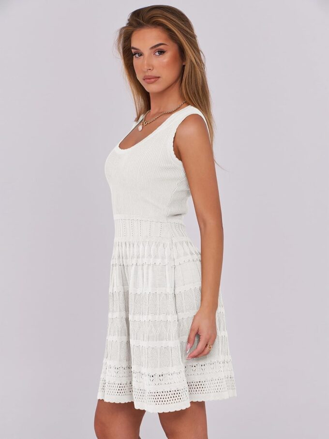 ANRABESS Womens Sundress Beach Vacation Mini Tank Dresses Summer Casual Crochet Knit Scoop Neck Sleeveless Dress – Bild 3